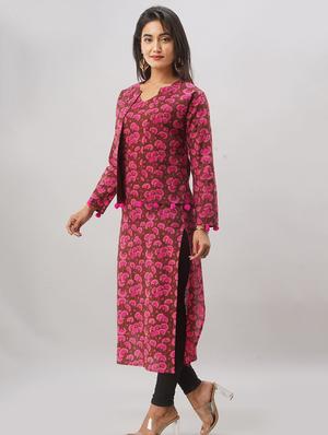 floral printed straight kurta - 17777876 - Standard Image - 2