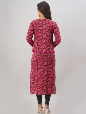floral printed straight kurta - 17777876 - Standard Image - 4