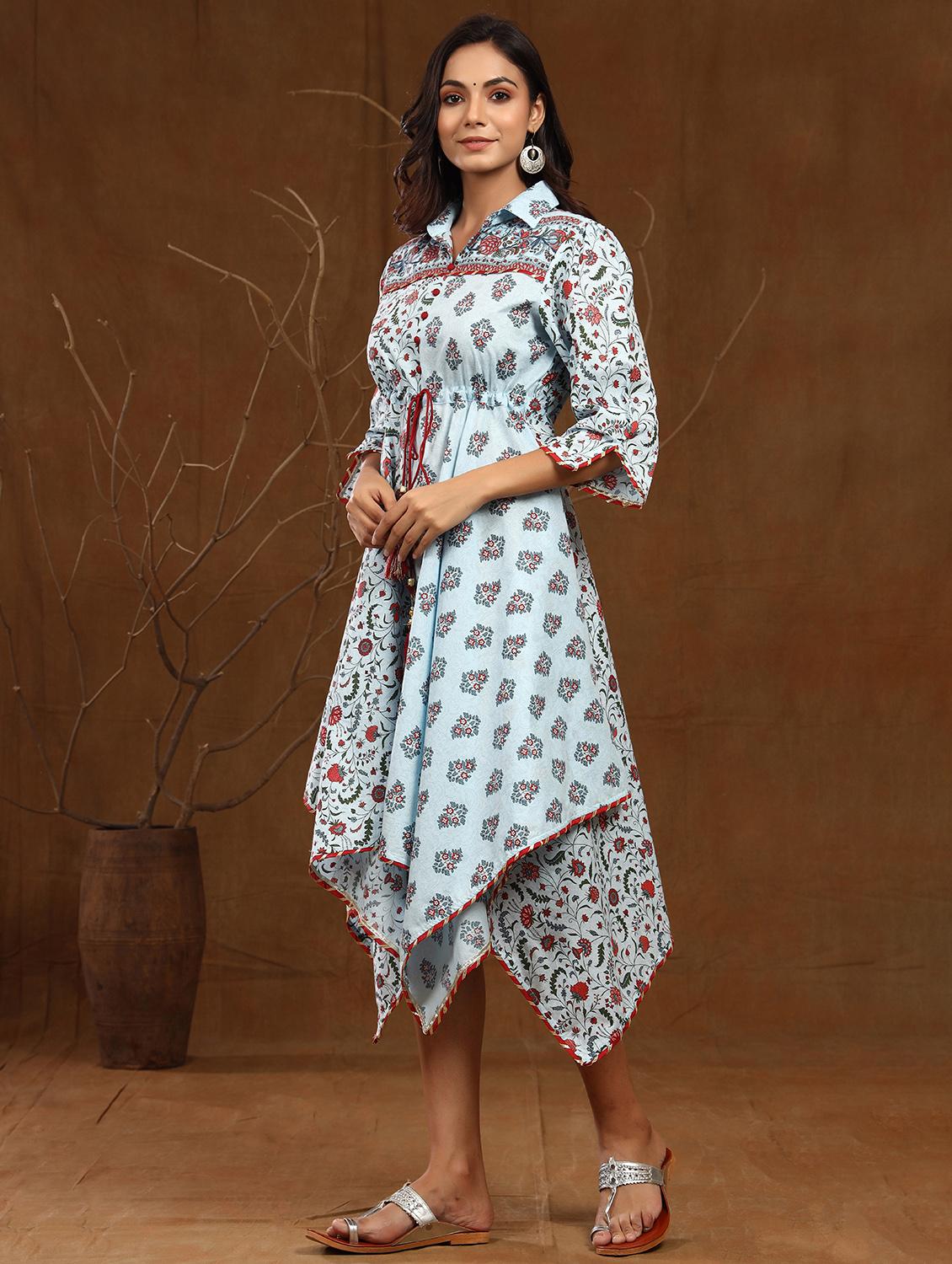 printed asymmetric ethnic dress - 17778105 - Zoom Image - 2