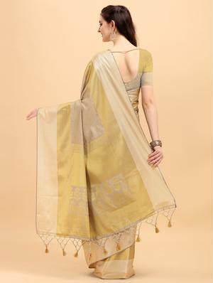 beige silk kanjivaram saree with blouse - 17778174 - Standard Image - 2