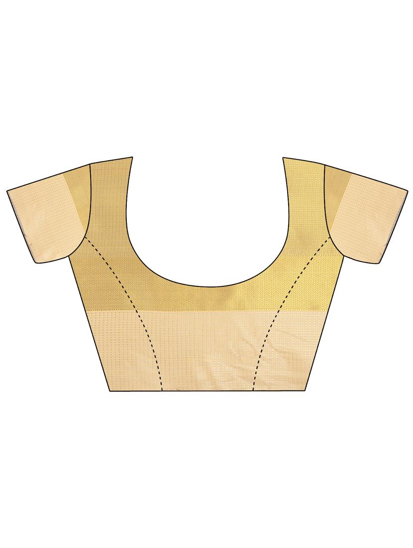 beige silk kanjivaram saree with blouse - 17778174 - Zoom Image - 3