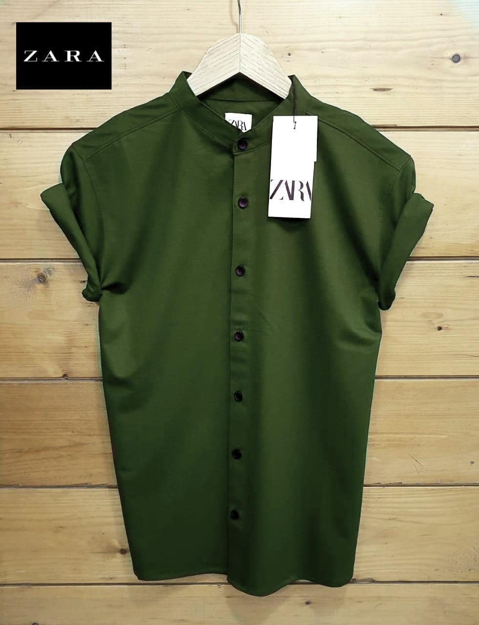 green cottonlycra casual shirt - 17779189 - Zoom Image - 1