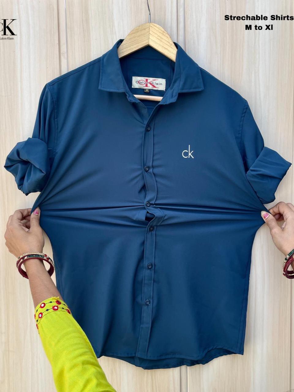 green cottonlycra casual shirt - 17779189 - Zoom Image - 2