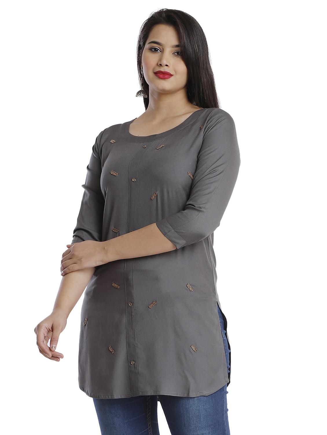 embellished straight kurti - 17779231 - Zoom Image - 2