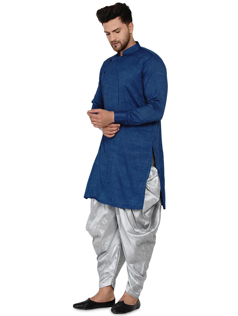 blue solid long kurta - 17779405 - Zoom Image - 2