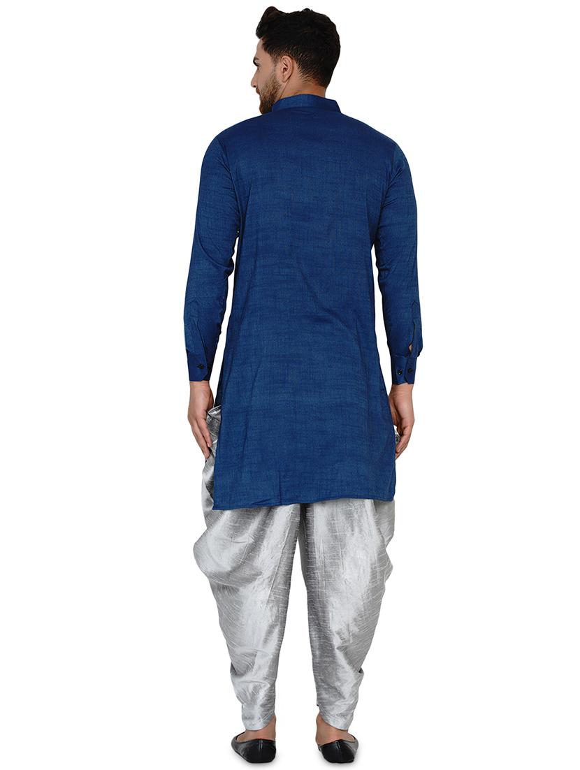 blue solid long kurta - 17779405 - Zoom Image - 3