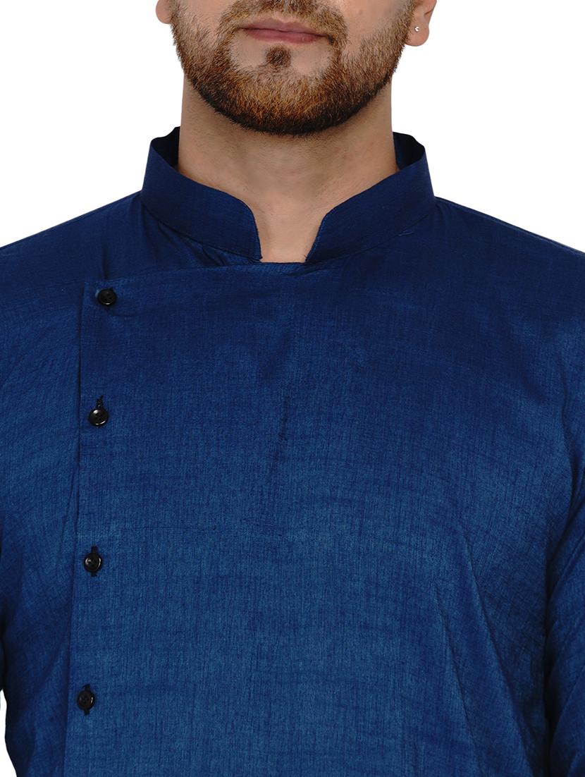 blue solid long kurta - 17779405 - Zoom Image - 4