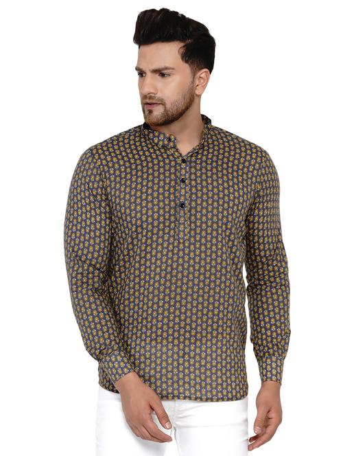 grey printed short kurta - 17779409 - Standard Image - 1