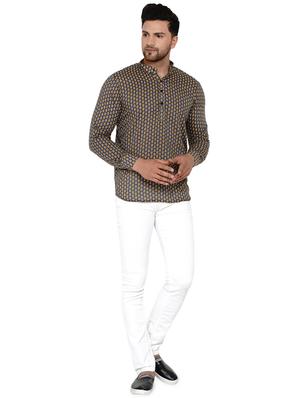 grey printed short kurta - 17779409 - Standard Image - 4