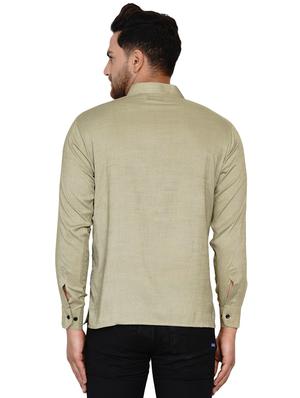 beige solid short kurta - 17779418 - Standard Image - 3