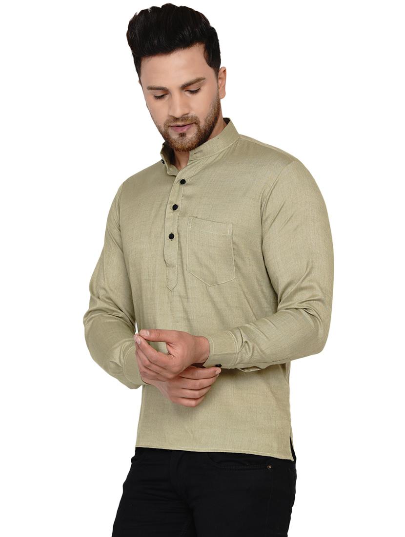 beige solid short kurta - 17779418 - Zoom Image - 2