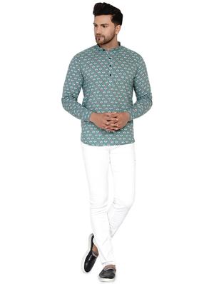 green printed short kurta - 17779428 - Standard Image - 4