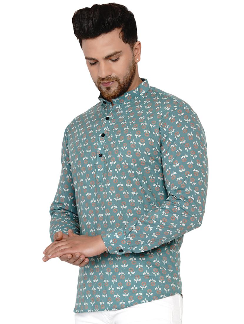 green printed short kurta - 17779428 - Zoom Image - 2