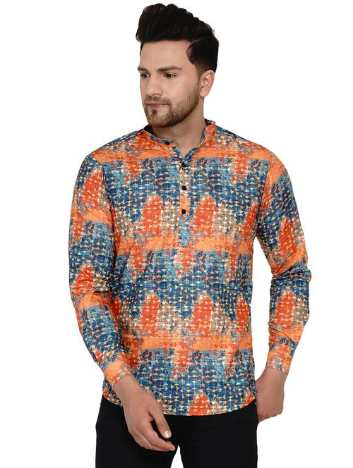 orange printed short kurta - 17779431 - Standard Image - 1