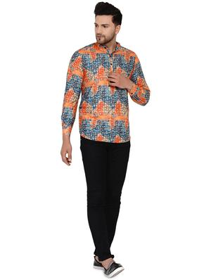 orange printed short kurta - 17779431 - Standard Image - 4