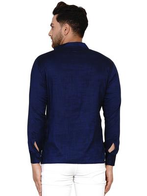 navy blue solid short kurta - 17779437 - Standard Image - 3