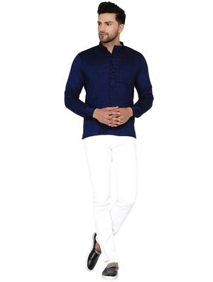navy blue solid short kurta - 17779437 - Standard Image - 4