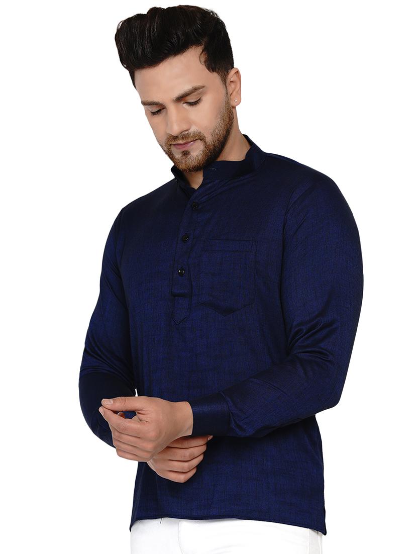 navy blue solid short kurta - 17779437 - Zoom Image - 2