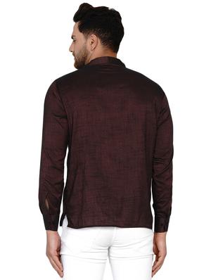 maroon solid short kurta - 17779444 - Standard Image - 3