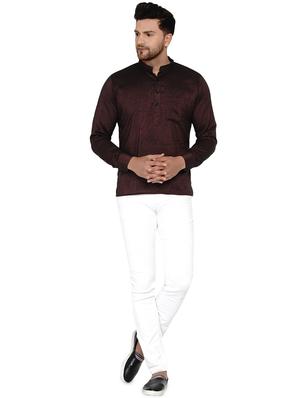 maroon solid short kurta - 17779444 - Standard Image - 4