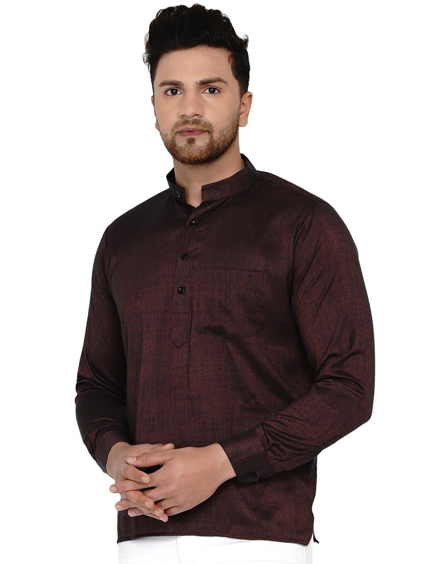 maroon solid short kurta - 17779444 - Zoom Image - 2