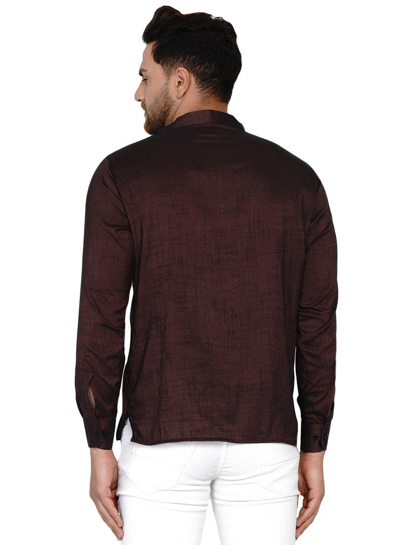 maroon solid short kurta - 17779444 - Zoom Image - 3