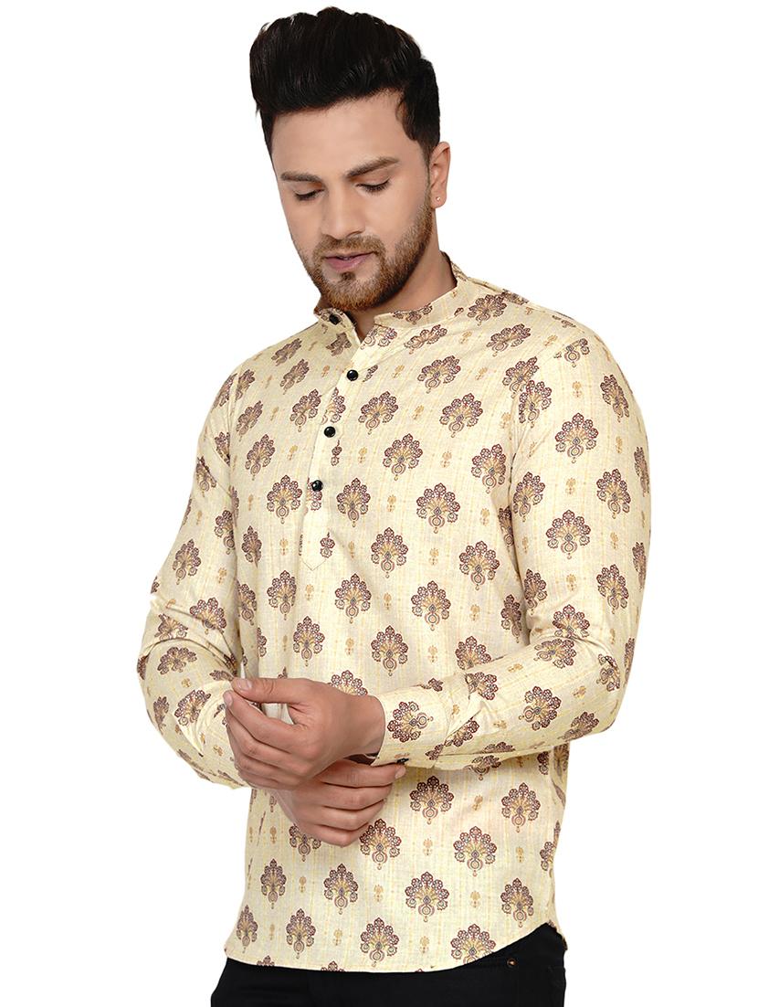 beige printed short kurta - 17779448 - Zoom Image - 2