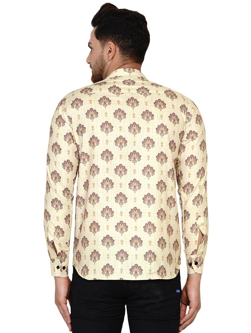 beige printed short kurta - 17779448 - Zoom Image - 3