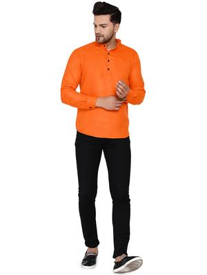 orange solid short kurta - 17779450 - Standard Image - 4