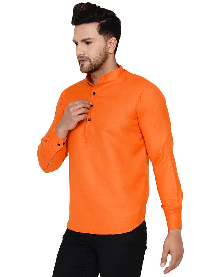 orange solid short kurta - 17779450 - Zoom Image - 2