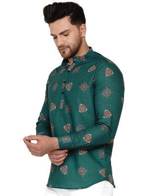 green printed short kurta - 17779467 - Standard Image - 2