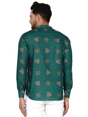 green printed short kurta - 17779467 - Standard Image - 3