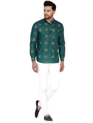 green printed short kurta - 17779467 - Standard Image - 4