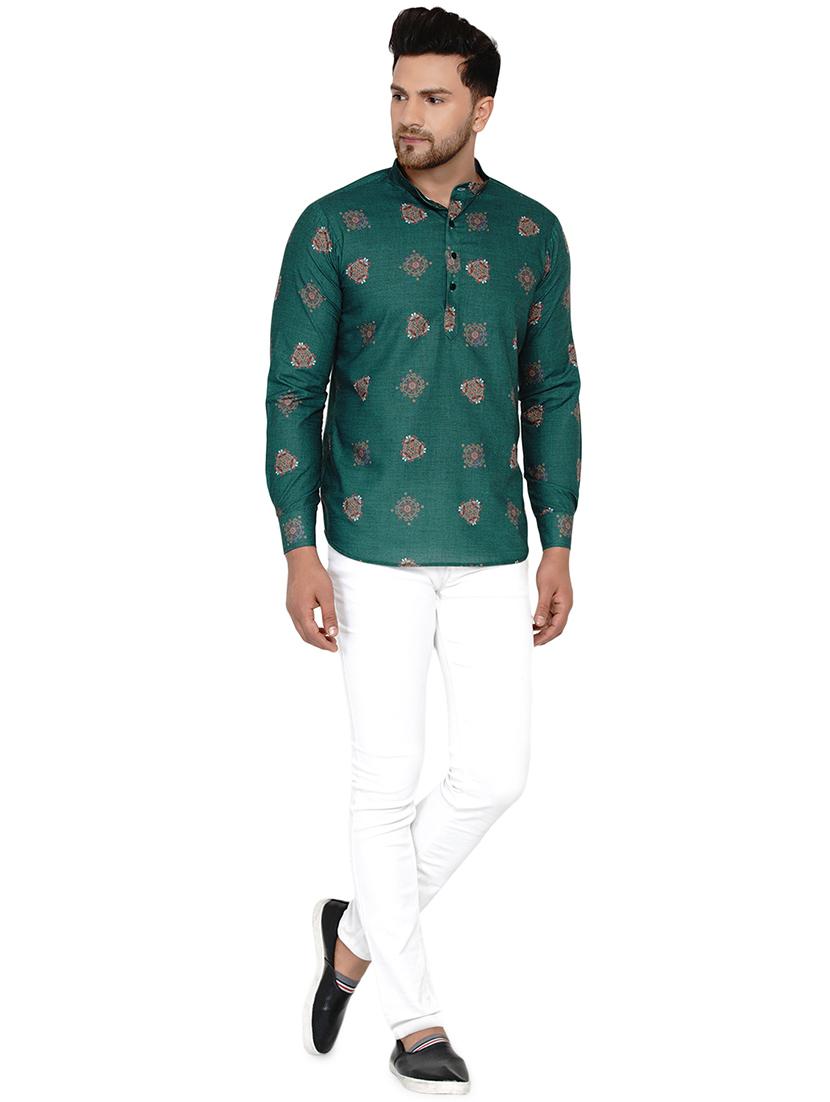 green printed short kurta - 17779467 - Zoom Image - 4