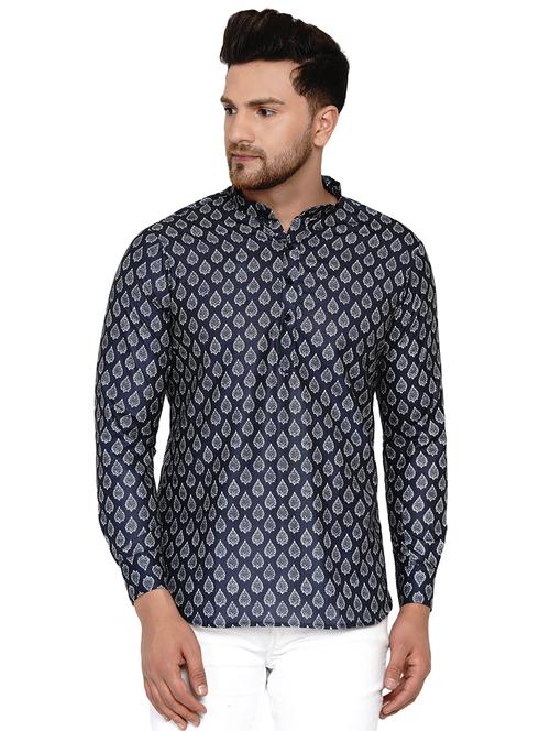 navy blue printed short kurta - 17779471 - Very Small Image - 1