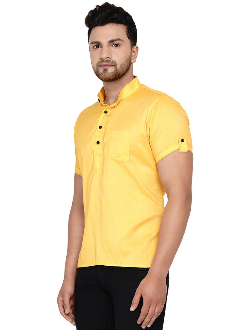 yellow solid short kurta - 17779472 - Zoom Image - 2