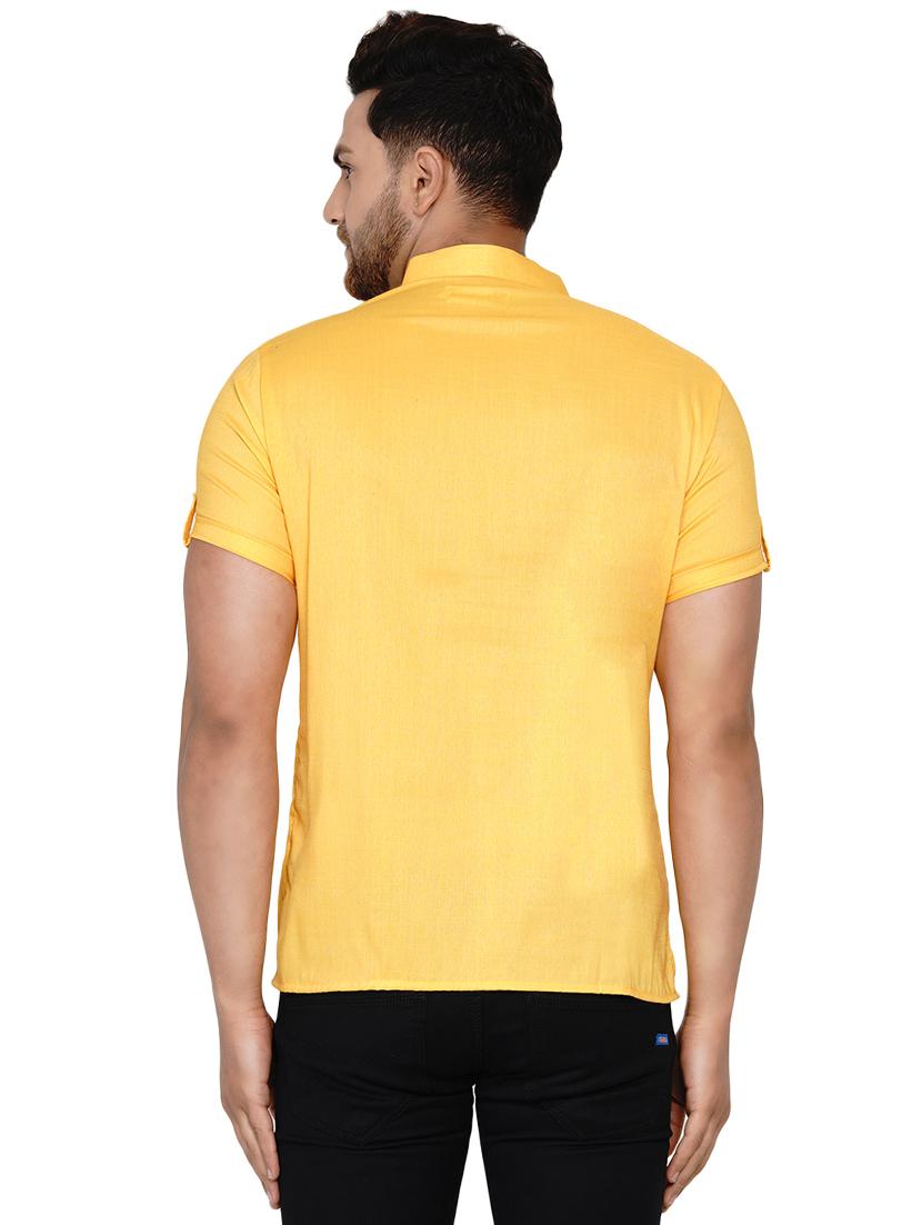 yellow solid short kurta - 17779472 - Zoom Image - 3