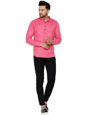 pink solid short kurta - 17779473 - Standard Image - 4