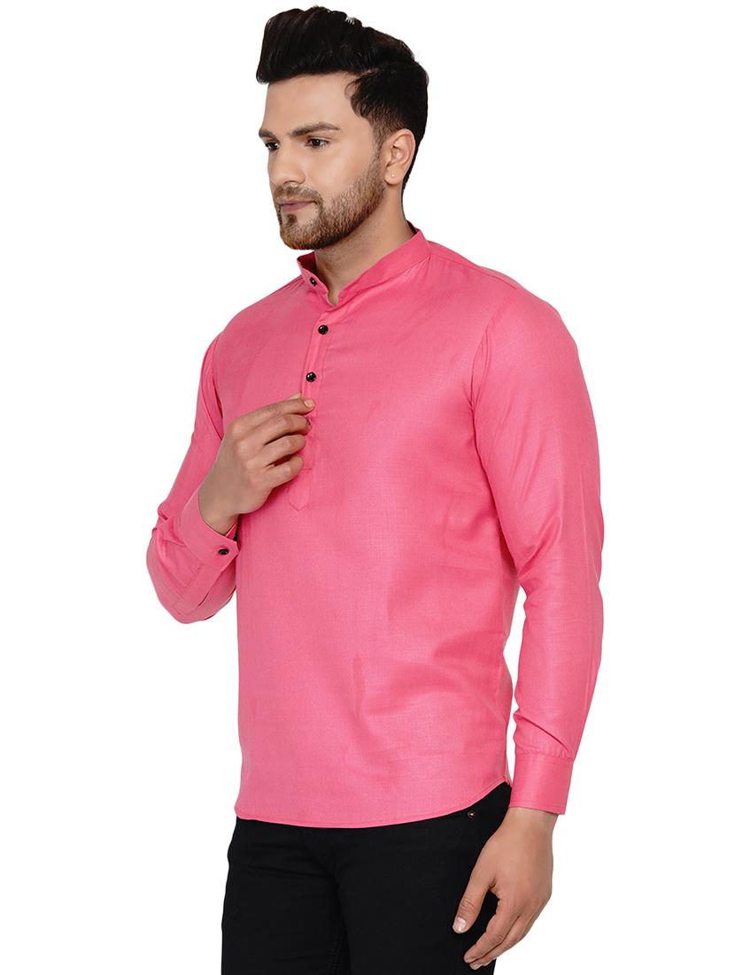 pink solid short kurta - 17779473 - Zoom Image - 2