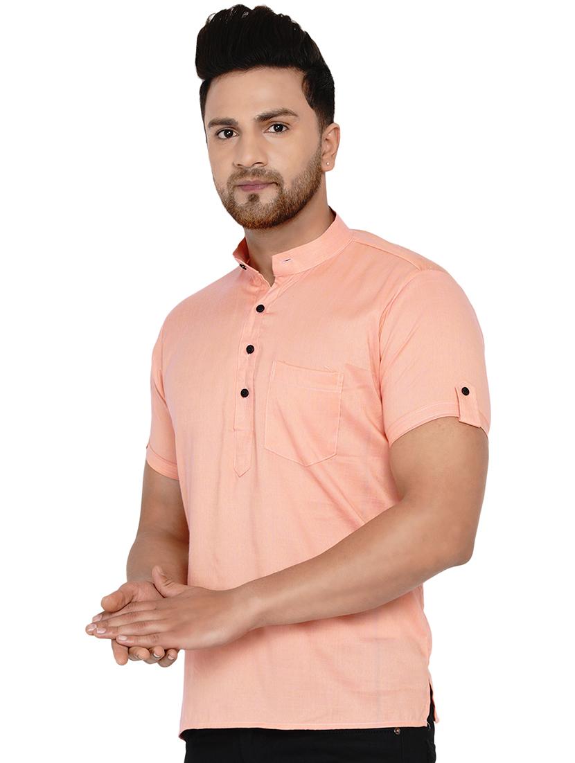 peach solid short kurta - 17779476 - Zoom Image - 2