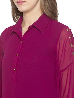 bell sleeved solid shift dress - 17780747 - Standard Image - 4