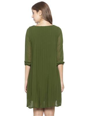round neck solid shift dress - 17780748 - Standard Image - 3