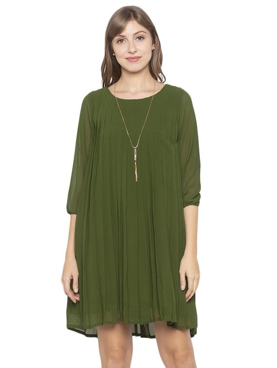 round neck solid shift dress - 17780748 - Zoom Image - 1