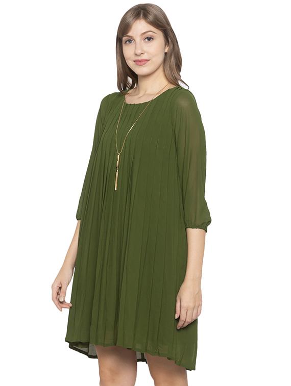 round neck solid shift dress - 17780748 - Zoom Image - 2