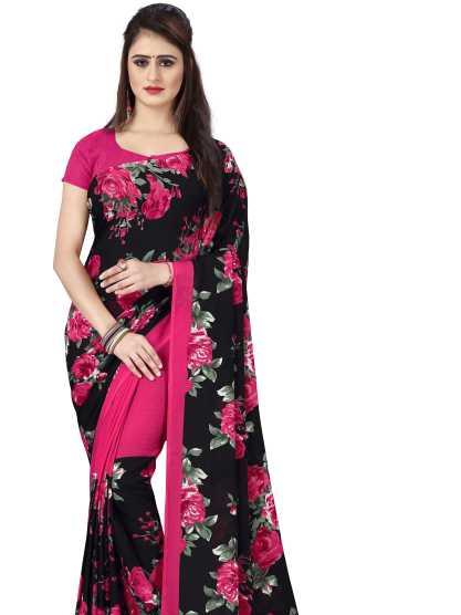 red nylon saree - 17780957 - Standard Image - 1