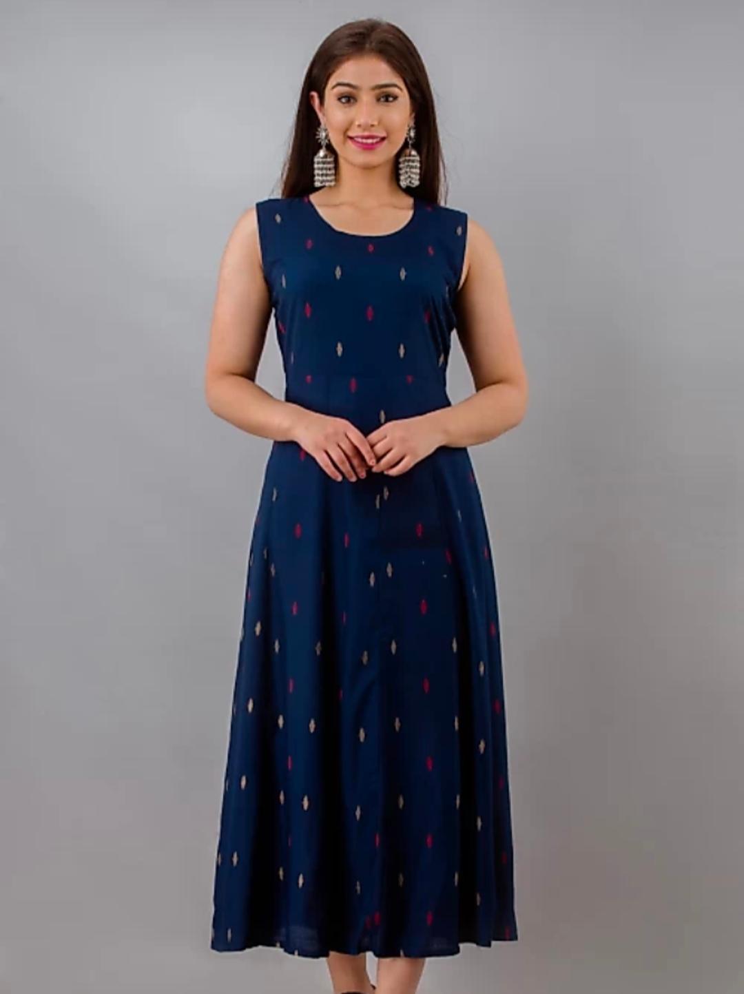 blue rayon anarkali kurta with jacket - 17781561 - Zoom Image - 2