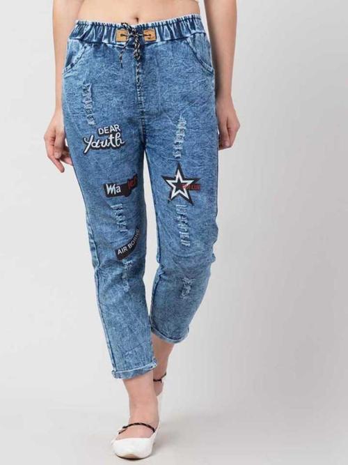 women denim jogger - 17781877 - Standard Image - 1