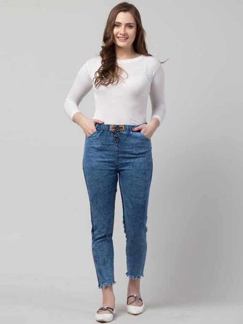 women denim jogger - 17781878 - Standard Image - 1