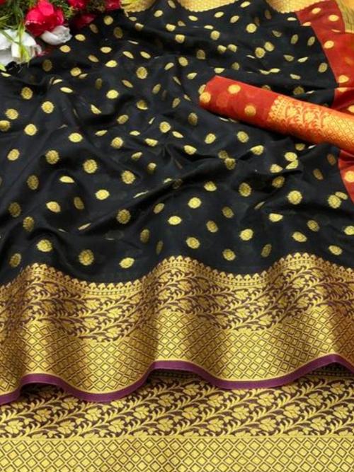 black cotton saree - 17782016 - Standard Image - 1