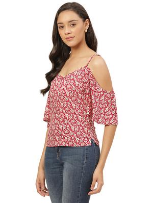 cold shoulder floral regular top - 17782053 - Standard Image - 2